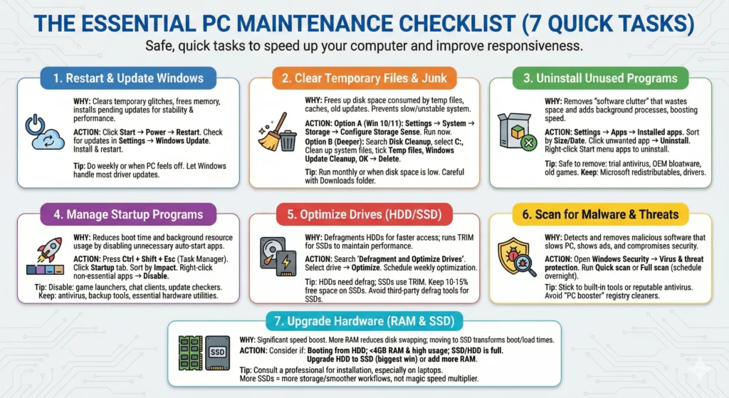 The Essential PC Maintenance Checklist (7 Quick Tasks) Infpgraphic