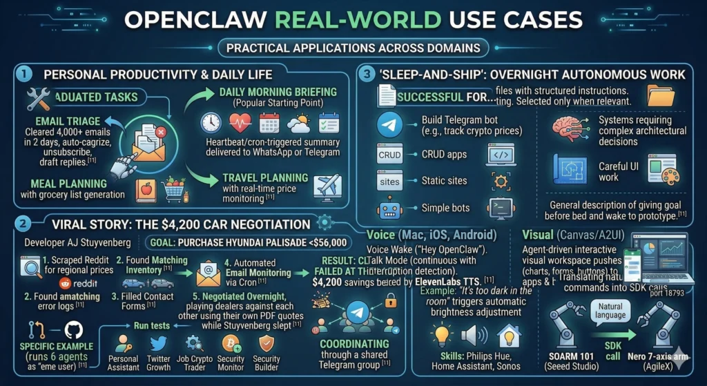 Real-World Use Cases Of OpenClaw Infographic