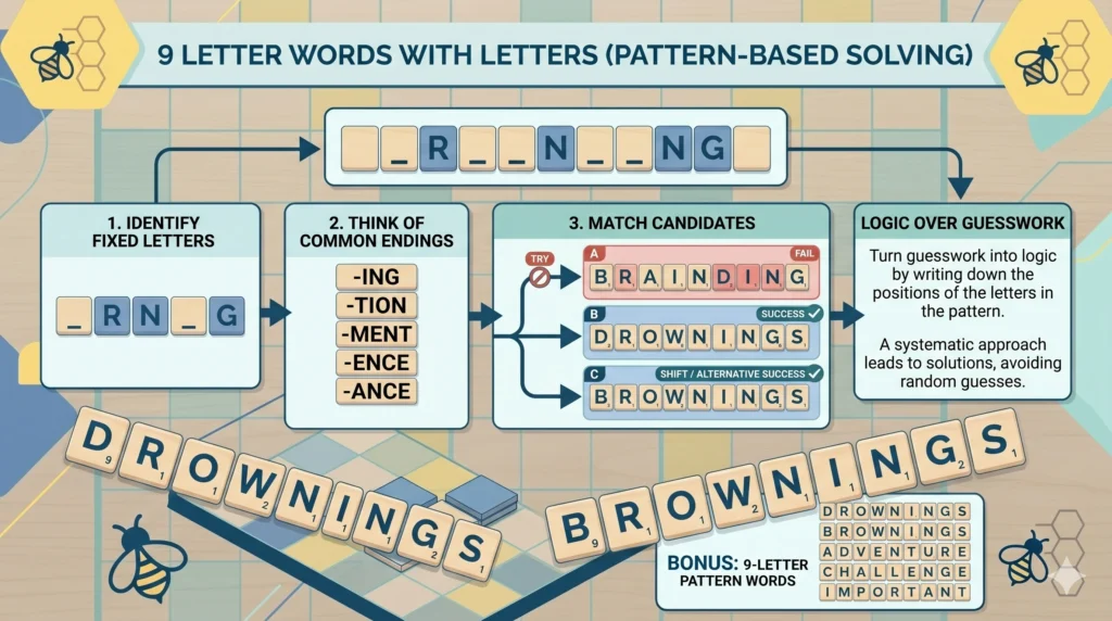 9 Letter Words With Letters (Pattern-Based Solving) Infographic