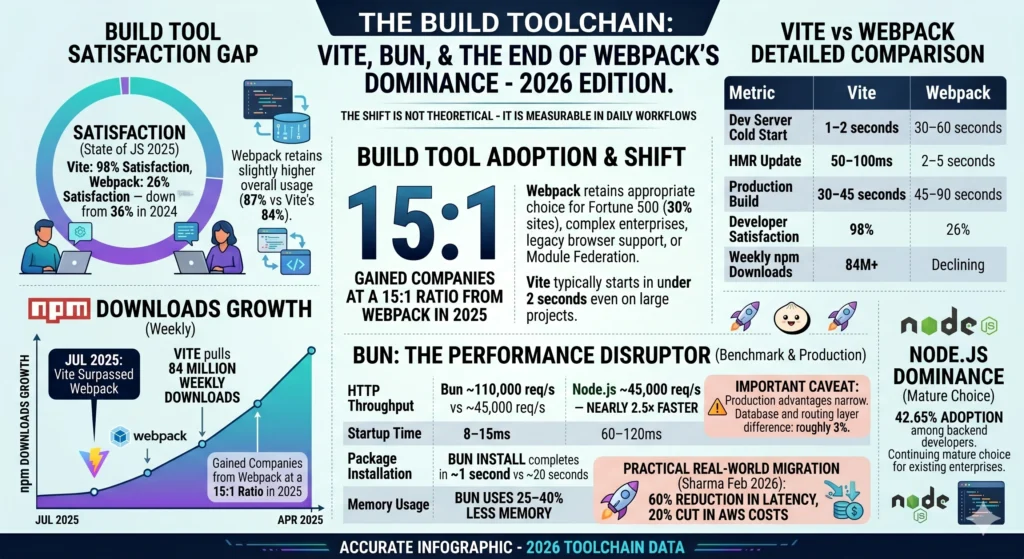 The Build Toolchain Vite, Bun, and the End of Webpack's Dominance Infographic