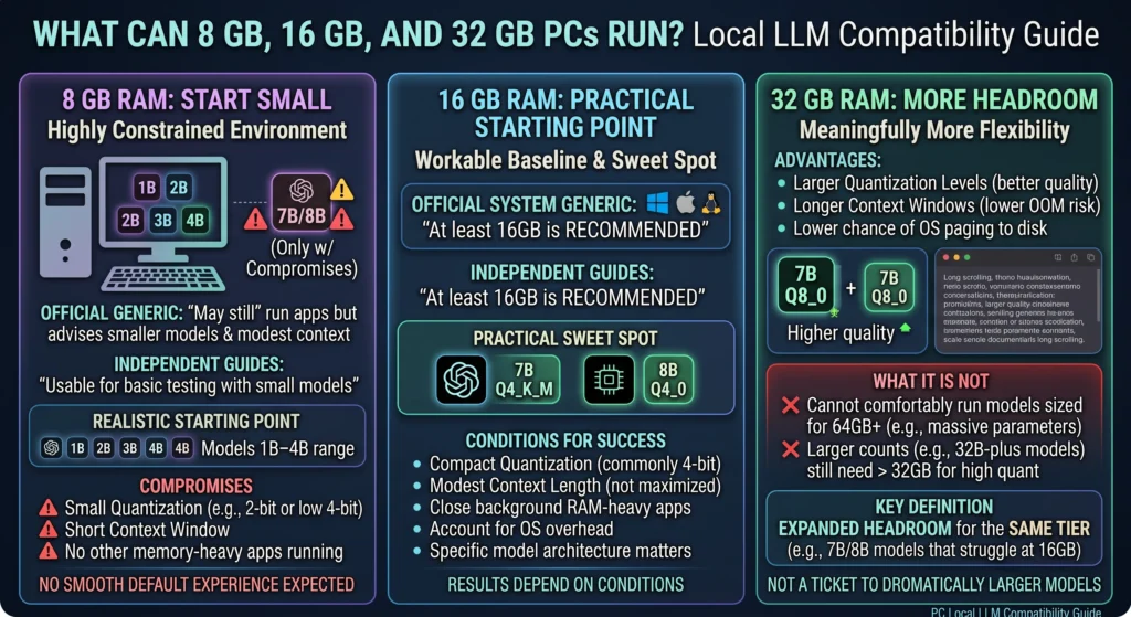 What Can 8 GB, 16 GB, and 32 GB PCs Run