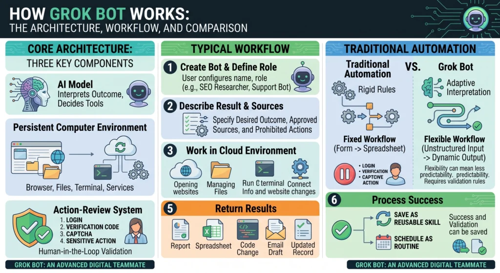 What Is Grok Bot? Complete Guide to Its Features and Use Cases 2 How Grok Bot Works Infographic